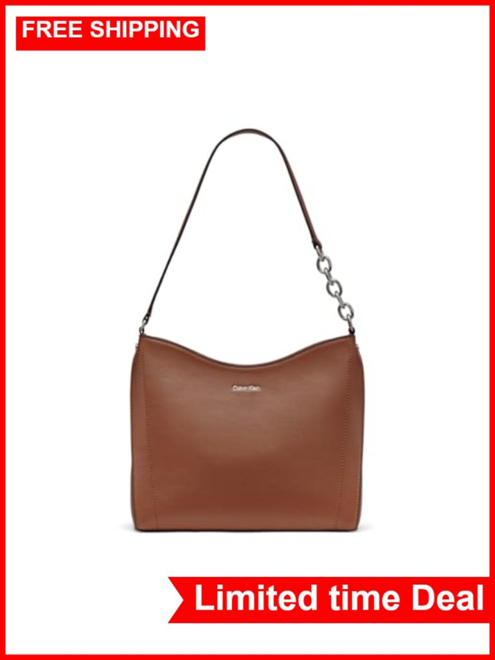 Calvin Klein Nova Chain Hobo Shoulder Bag Faux Leather
